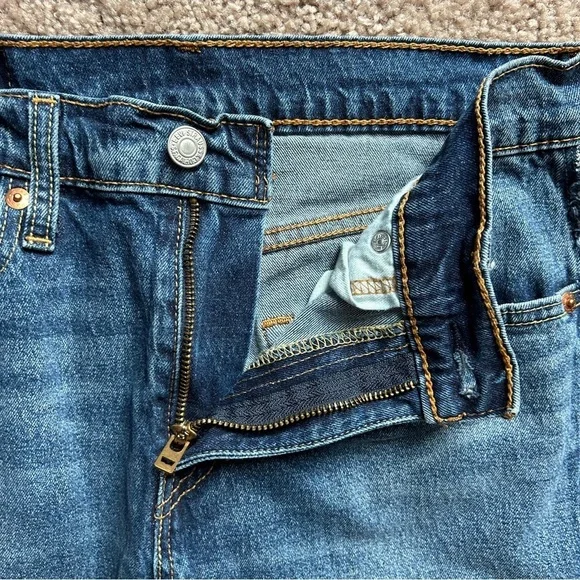 Levi's 512 Tapered Blue Stripe Side Seam Raw Hem and Sides Jeans Size 29x30 - Picture 3 of 11